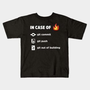 Use Git In Case of Fire v2 - Funny Programming Jokes - Dark Color Kids T-Shirt